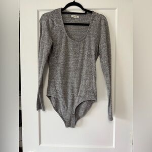 NWOT Women’s Madewell Size Large Gray Long Sleeve Scoop Neck Bodysuit